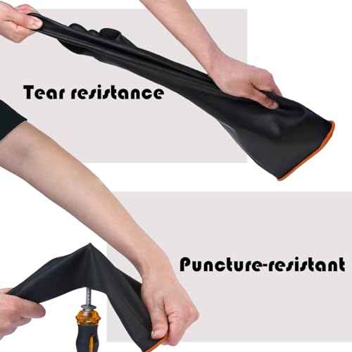 Chemical Resistant Latex Gloves, 14'' 18'' 22'' Industrial Heavy Duty Work Rubber Glove, Black Color One Pair