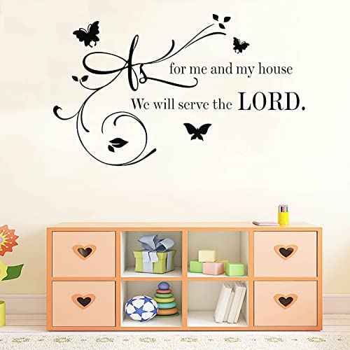 Wall Decals Quotes, As For Me And My house We Will Serve The Lord, Living Room Decor decorations, Bible Verse Inspirational Sayings, Family Inspirational Wall Stickers, Suitable for Entryway Baby