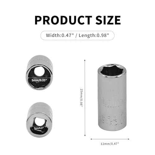 YXQ 8mm Sockets, 6 Point 1/4 Inch Drive Shallow Socket Set, 12Pcs