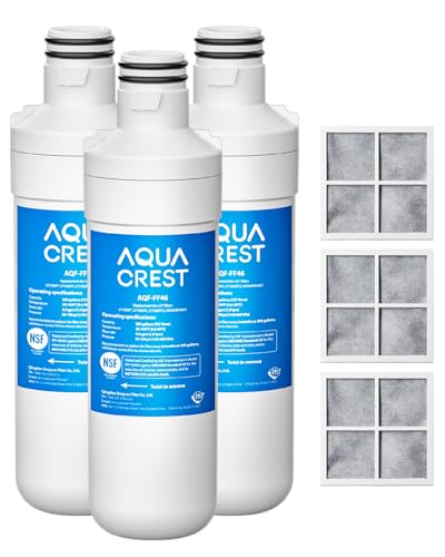 AQUA CREST 3-Pack Water & Air Filters for Refrigerator LT1000PC - Compatible with LG & More