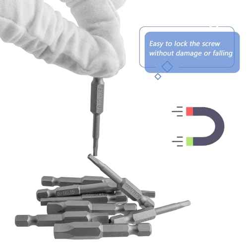 Mesee 10 Pieces Torx Star 5 Point Security Tamper Proof Screwdriver Bits with 1/4" Hex Shank H2.15-H7.55 Magnetic Pentagon Head Screw Driver Bits, 2-Inch Length