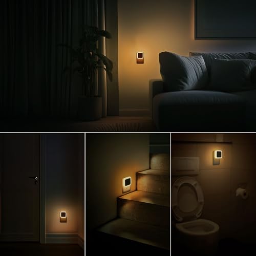 Sujeet Warm White Night Light 4-Pack Plug-in Dusk to Dawn Wall Night Lights