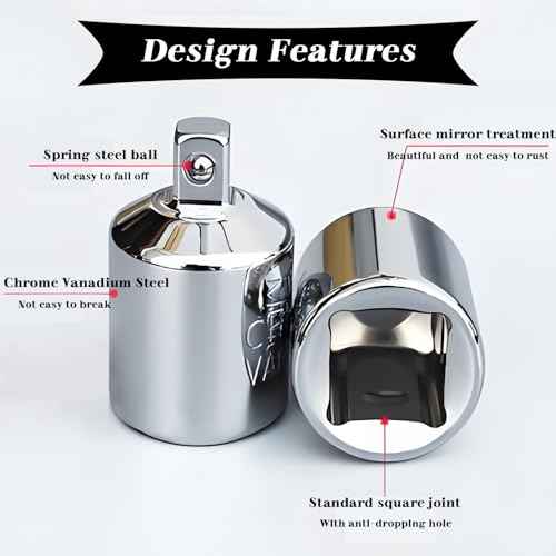 Dianrui 4 PCS Socket Adapter Set, 3/8 to 1/2 Socket Adapter, 3/8 to 1/4 Square Ratchet Reducer Sets for Automotive and Construction