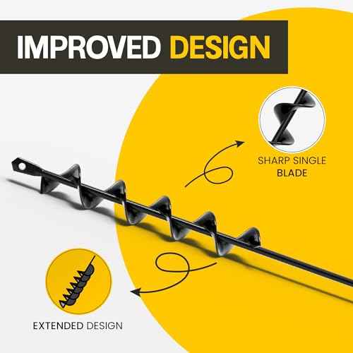 Sproot Garden Auger Drill Bit for Planting 1.6x16.5 Inch - Umbrellas and Fences Auger Post Hole Digger for Gardening and Spiral Bulb Planter Tool ? 3/8 Inch Hex Drive Compatible