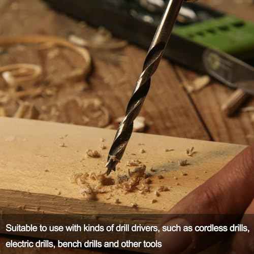 HARFINGTON 10pcs Brad Point Drill Bits 5mm (3/16") Dia Straight Round Shank Metric Brad Point Spiral Twist Drill Bits for Softwood Hardwood Plywood Plastic Rubber, Silver Tone