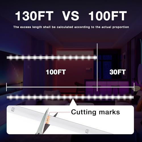 DAYBETTER 130FT RGB LED Strip Lights for Bedroom & Party Decor with App & Remote