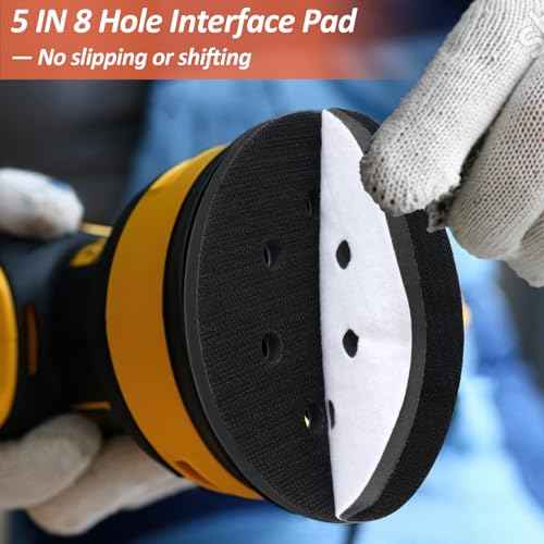 4 Pack 5 Inch 8 Holes Foam Sanding Pads, Soft Density Interface Pad, Hook and Loop Sponge Cushion Buffer Backing Pad for Orbital Sander