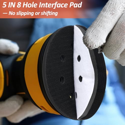 4-Pack 5-Inch Foam Sanding Pads for Orbital Sanders with 8-Hole Dust System