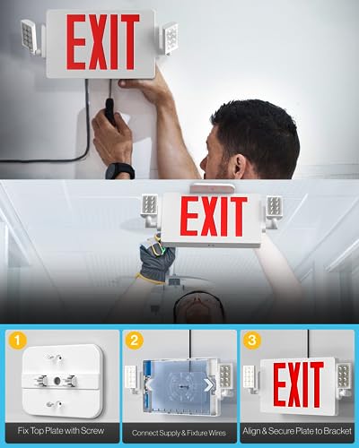 Sunco 6 Pack Red Emergency Exit Signs with LED Backup & Adjustable Lights