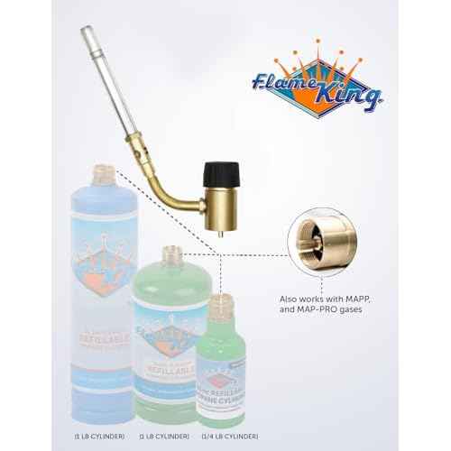 Flame King YSNAX1-023CGA High Intensity Propane Torch Head with Ultra Swirl Flame for Soldering, Brazing, Plumbing, Lighting Charcoal/Fire Pits, Compatible with 1LB Cylinders, MAPP, and MAP-PRO