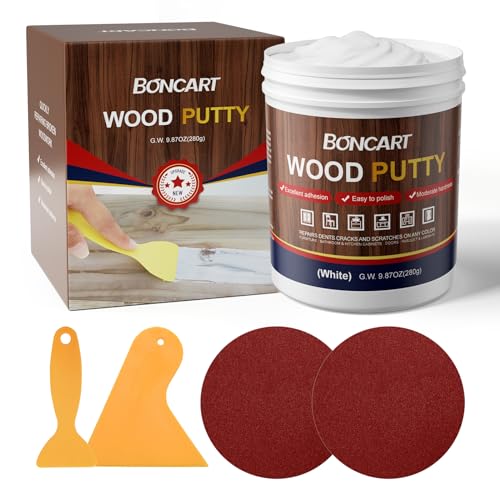 Boncart Wood Filler White 9.87 OZ - Easy Repair Kit for Furniture & Woodwork