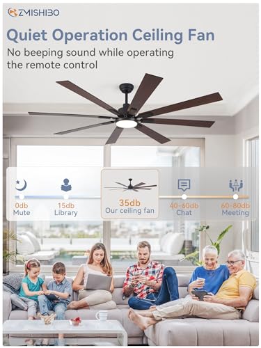 ZMISHIBO 72-Inch Ceiling Fan with Lights, Black & Walnut Finish, Remote Control