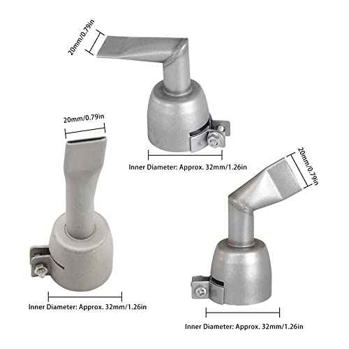 3pcs Hot Air Gun Stainless Steel Heat Gun 20mm Flat Welding Nozzle for PVC Plastic Sheet Soldering Accessories