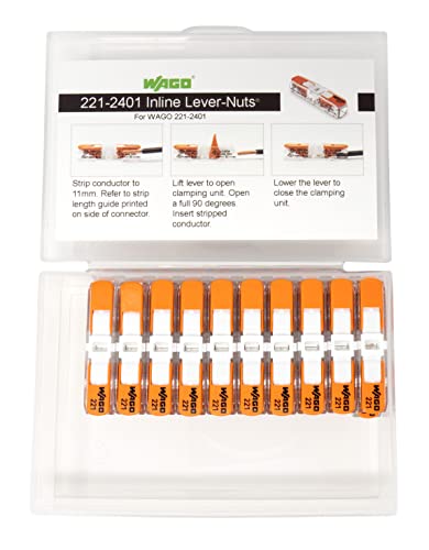 Peppy Products Pack of 20 WAGO 221-2401 Lever Wire Nuts Inline Connectors