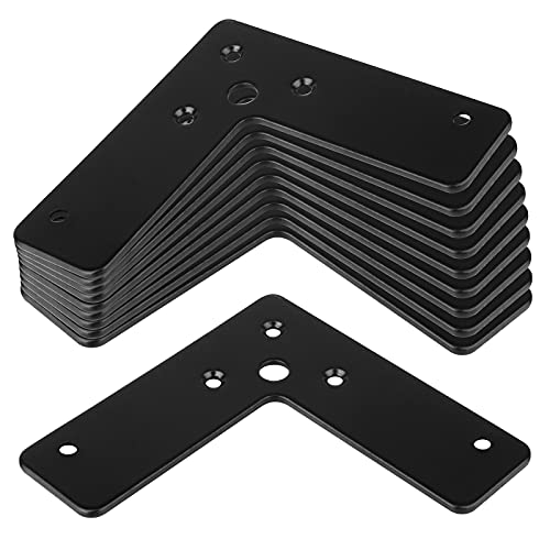 GBGS 10 Pcs 4x4 Inch Flat Corner Brace L-Shaped Mending Plate Black