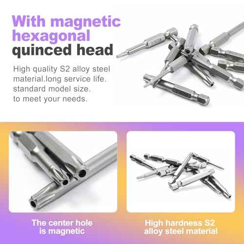 11-Piece 3" Long Magnetic Security Star Bit Set, S2 Steel, 1/4" Hex Shank, T6-T40 Tamper-Proof Screwdriver Bits for Impact Drill torx-compatible