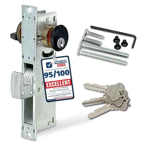 Premium Storefront Mortise Hook Lock for Front Door Cylinder Combo top Interior Sliding deadbolt Key Commercial Locks for Doors Adams rite Aluminum Store Grade Door Entry cam lockset (1-1/8" Backset)