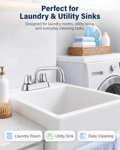 4-Inch Centerset Utility Sink Faucet with 3/4-Inch Spout Thread, Chrome
