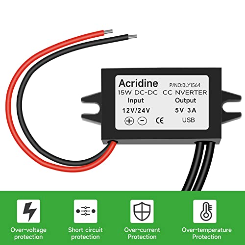 Acridine 2-Pack 12V/24V DC to 5V 3A USB Converter Buck Module - Listing 2