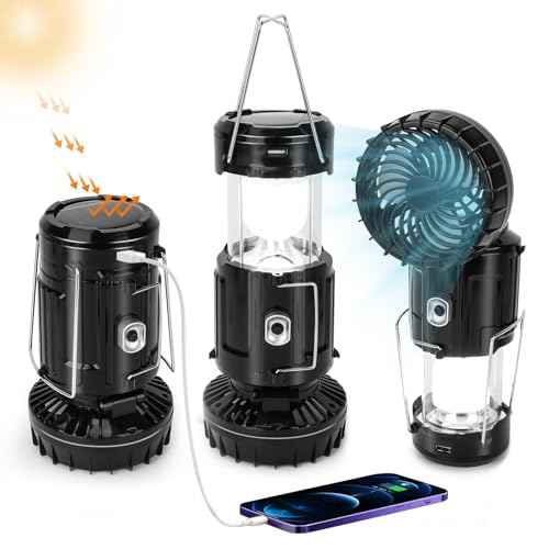 2025 Upgrade Solar Portable Lantern Rechargeable Fan - Collapsible Lightweight LED Camping Lantern for Power Outages Flashlight Survival Kits for Outdoor Tent Emergency Essentials Cool Gifts for Men