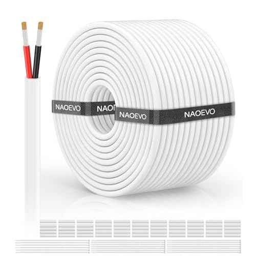 NAOVEO 18 Gauge Wire 2 Conductor Electrical Wire, 18 AWG Stranded PVC Tinned Copper Cable, Flexible/Low Voltage Automotive Wiring for LED Lamps, Marine, Speaker, Appliances (200FT)