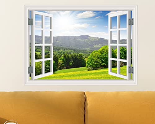 FLFK Fake Window Wall Sticker 16x24 Inch Landscape Faux Window Decal Gxl408
