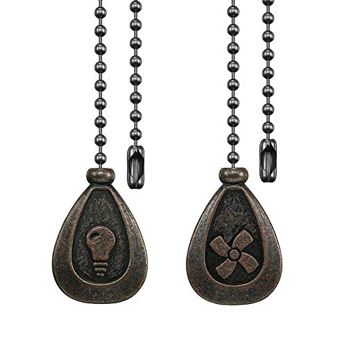 2 Pack Bronze Ceiling Fan Pull Chain Extension Set - Retro Decorative Fan & Light Switches