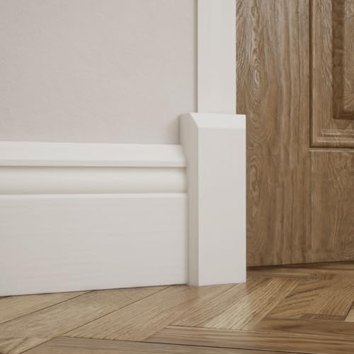 2 1/2"W x 6 1/2"H x 1 1/8"P Americraft Solid Paint Grade Wood Smooth Plinth Block with Beveled Edge, Primed Pine