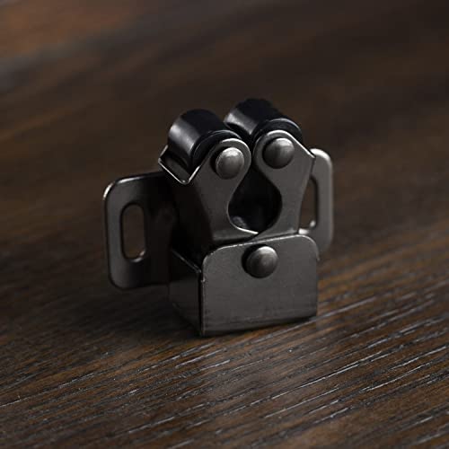 Keenkee Black Nickel Cabinet Latch Double Roller Catch 4 Pack - Spring Loaded, Easy Install