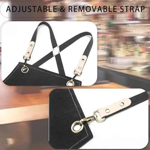 Apron for Women and Men - Adjustable Vintage Distressed Cotton Bib Aprons with Large Pockets for Cooking