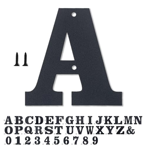 Black 1 House Number and Metal Letter Set for Outdoor Signs – 5 Inch Durable Address Numbers with Easy Nail Kit