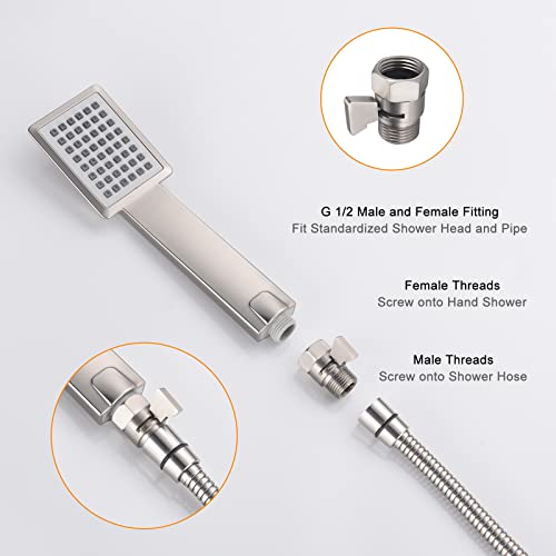 Brushed Nickel Shower Head Shut Off Valve - Water Flow Control & Regulator