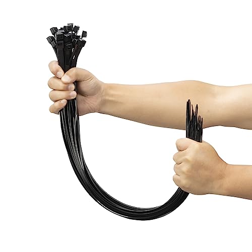 XINGO Heavy Duty Black 24 Inch Cable Ties 200lb Pack of 100 - UV Resistant