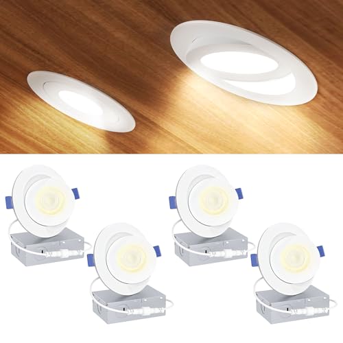 Ensenior 4 Inch Gimbal LED Recessed Light 5CCT Dimmable 9W 900LM 4 Pack