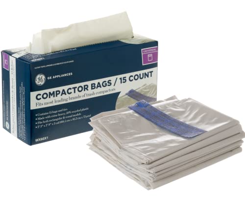 GE Universal 18-Gallon Trash Compactor Bags, WX60X1 — 1 Pack (15 Bags), Fits 15" Bins