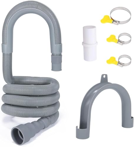 PinkCross 6.5ft Universal Washing Machine Drain Hose Extension, Flexible Corrugated Hose with Clamps