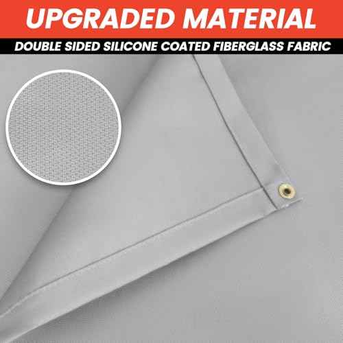 Heavy Duty Welding Blanket, 4x6ft Silicone Coated Fiberglass Welding Curtain with Grommets, Fireproof Insulation Blanket for Industrial Welding Cutting, Multi-use Fire Blankets for Smoker Grill-Grey