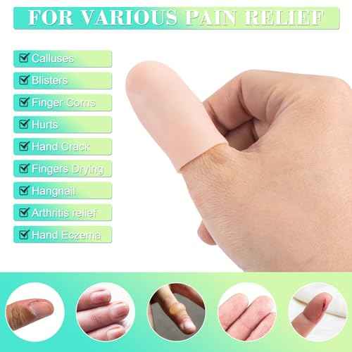 PAGOW 10pcs Gel Finger Cots/Covers, Silicone Finger Protector Support, Finger Caps Finger Sleeves Thumb Protector for Finger Cracking Trigger Finger Arthritis Pain Relief (Beige, Short)