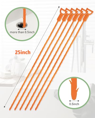 25-Inch Hair Drain Clog Remover Tool - Reusable Flexible Snake for Sink & Tub