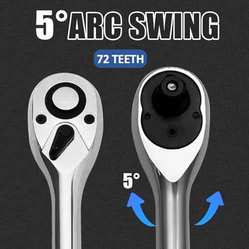 1/4 Inch Drive Ratchet Wrench, 72-Tooth Quick-Release Reversible Wrench, Chrome Vanadium Steel Wrench Tool, 5.8 Inch Length Full Polished Handle