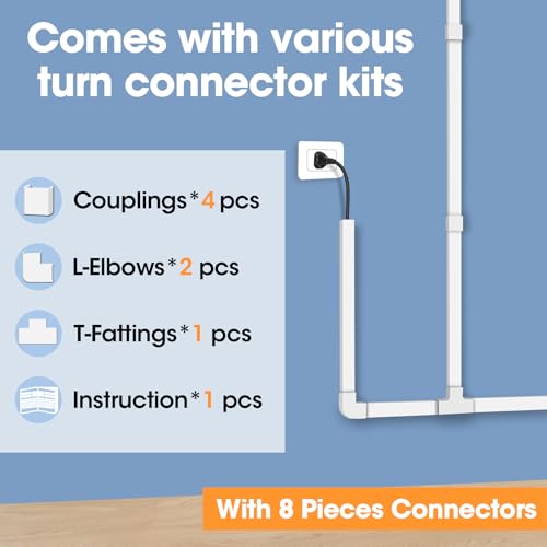 YesBes 116in Wall Cord Hider Kit Paintable Cable Raceway for Wires, White