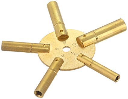 Brass Clock Winding Key Set - 5 Sizes for Antique & Wall Clocks