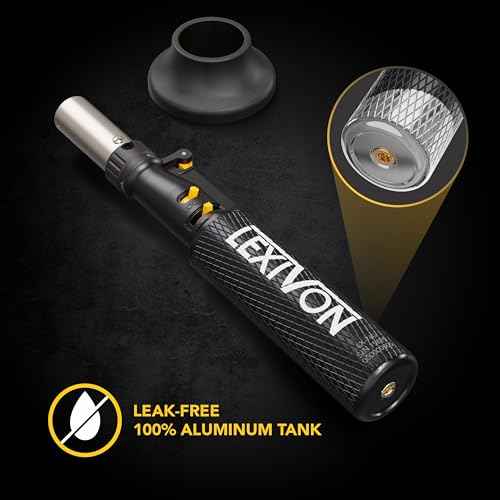 LEXIVON Butane Blow Torch, Refillable Upright Lighter with Adjustable Flame and Pro-Grade Aluminum Tank | Ideal for Soldering and Kitchen Tasks (LX-760)