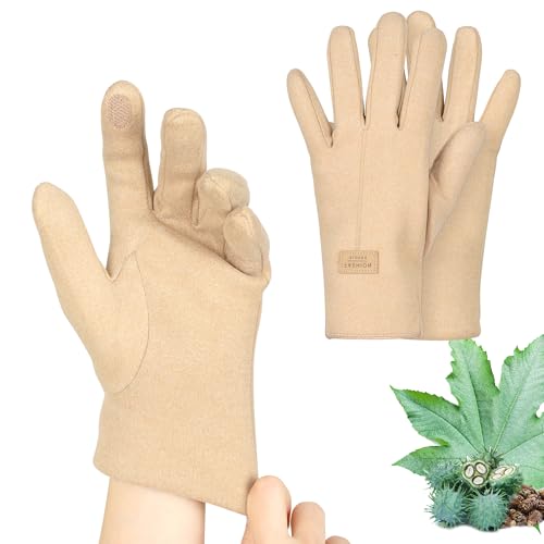 2 Pcs Castor Oil Pack Wrap for Hands, Organic Castor Oil Wrap Castor Oil Gloves for Wrist Arthritis and Carpal Tunnel Khaki(Oil are Not Include)