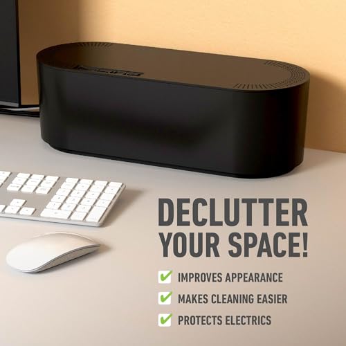 D-Line Black Large Cable Management Box for Power Strips & Wires