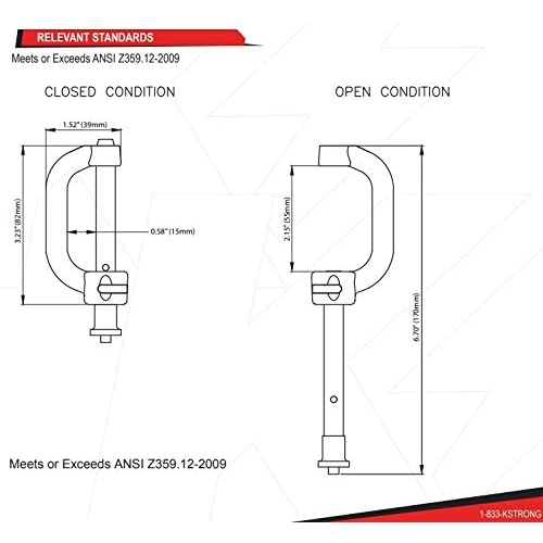 KStrong UFC409151 Twin/Single Connector with Steel Pin, ANSI Compliant, 2.15" (55 mm) / Gate Open
