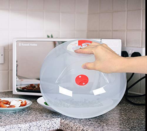 Layron Red 11.5in Microwave Splatter Cover with Grip Handle, BPA Free, Dishwasher Safe