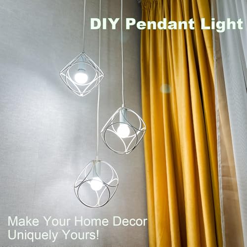 Zarnicy White Hanging Light Socket with Cord - 8.2Ft Extension Pendant Lamp Cable with Switch, 4-Pack, E26/E27