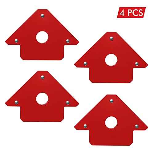 4pcs 3" 25lb Welding Magnet Arrow Welding Magnets and Clamps Magnetic Arrow Welder Metal Working Mig Tools and Equipment 45¡Æ 90¡Æ 135¡Æ Angle Magnet Holder, Red,Black