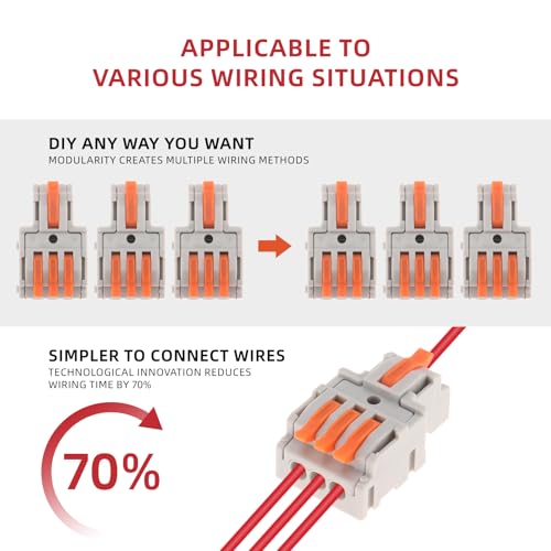 DIANN 10pcs 1 in 3 Out Lever Wire Connectors - Quick Electrical Splices 28-12 AWG